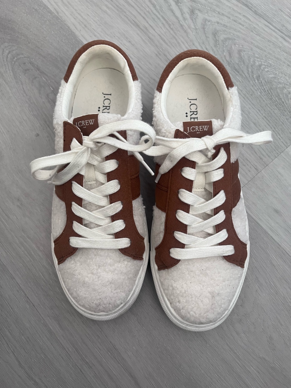 Womens J. Crew striped road trip Sherpa sneakers